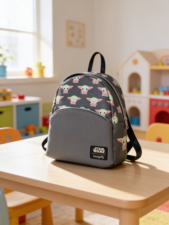 Loungefly Other - Disney Loungefly Grey Mini Backpack with Green Grogu Print